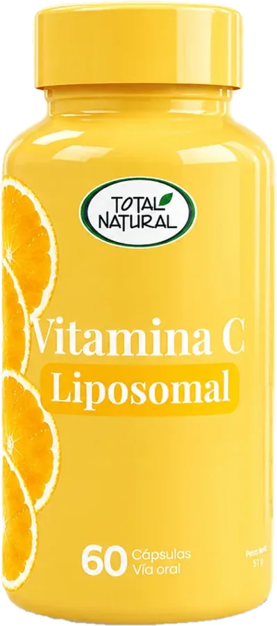 Frasco naranja de Total Natural Vitamina C liposomal, 60 cápsulas.